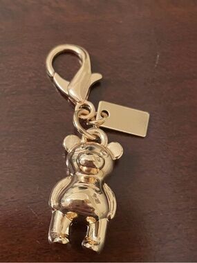 Coach Gold Teddy Bear Charm Keychain